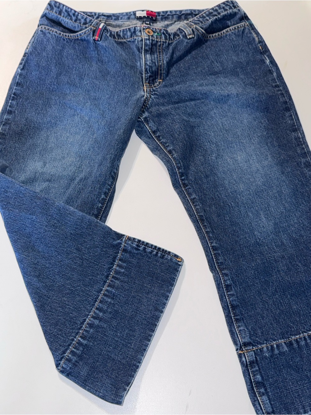 Y2K Tommy Hilfiger Women’s Dark‎ Blue wide leg Cropped Capris jeans